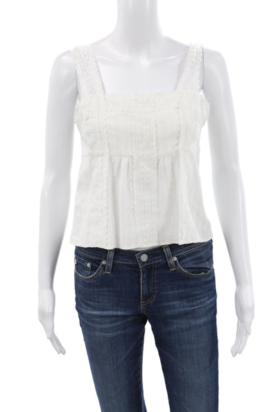 Intermix Womens Cotton Striped Square Neck Camisole White Sleeveless Size 0