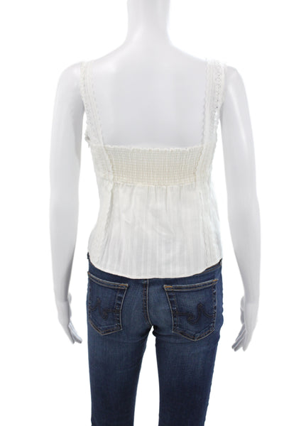 Intermix Womens Cotton Striped Square Neck Camisole White Sleeveless Size 0