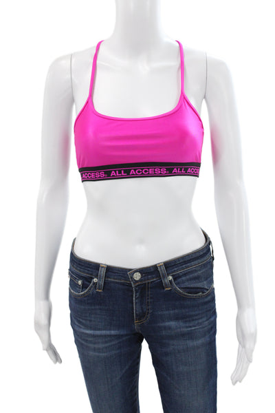 All Access Womens T Strap Back Sports Bra Pink Black Size Small