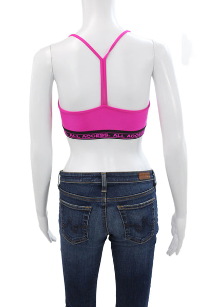 All Access Womens T Strap Back Sports Bra Pink Black Size Small