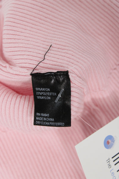 Toccin Women Cardigan Pink Acrylic Round Neck Long Sleeve Size XS