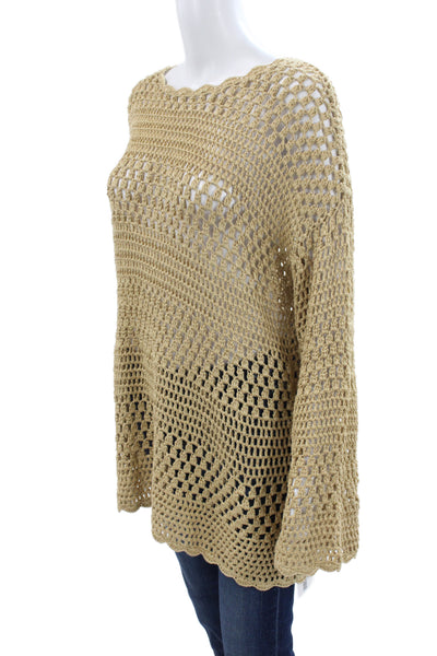 Show Me Your Mumu Women Beige Boho Pullover Round Neck Long Sleeve Size XS