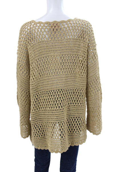 Show Me Your Mumu Women Beige Boho Pullover Round Neck Long Sleeve Size XS