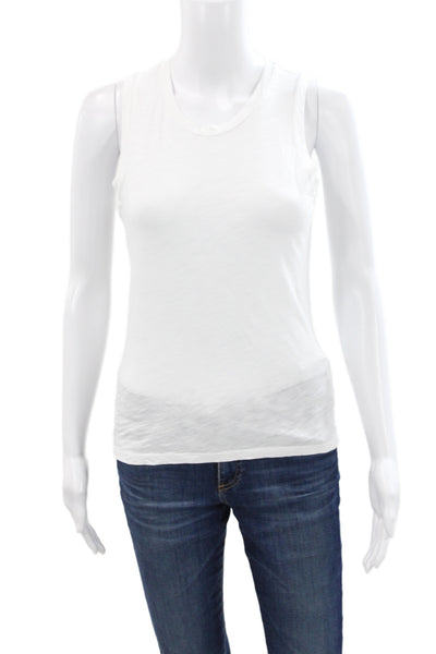 Goldie Womens Sleeveless Basic Tank Pima Cotton Crew Neck White Size XS