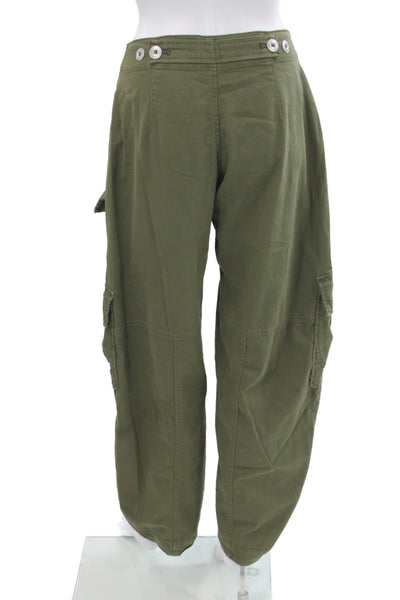 Pilcro Anthropologie Women Cargo Pants Green 97% Cotton Button Size 24