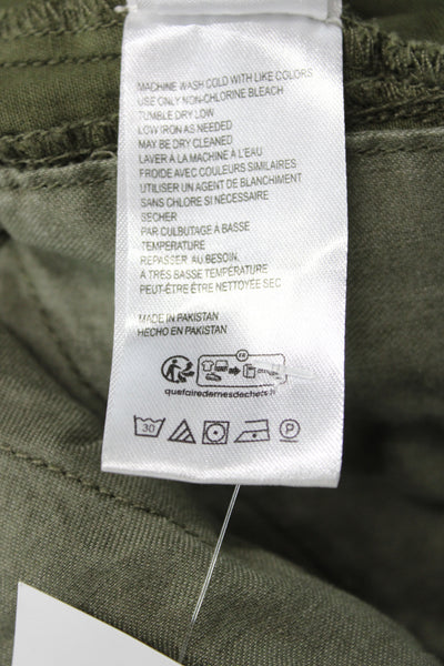Pilcro Anthropologie Women Cargo Pants Green 97% Cotton Button Size 24