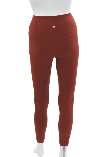 Lululemon Women Ankle Leggings Brown Athleisure Solid Size 4