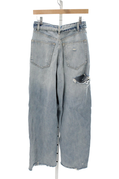 Zara Women Wide Leg Blue High Rise Cotton Jeans Size 0