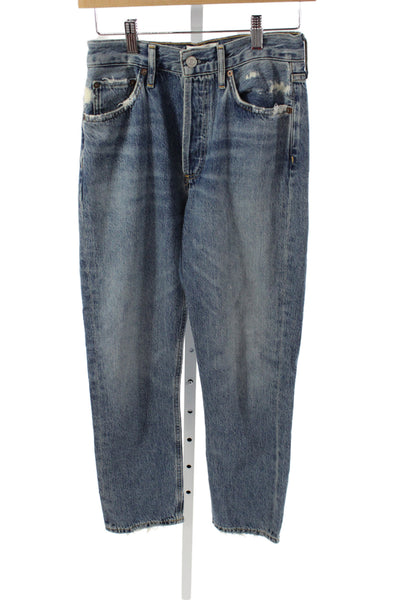 Agolde Womens Blue High Rise Straight Jeans Button Fly 100% Cotton Size 25