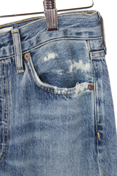 Agolde Womens Blue High Rise Straight Jeans Button Fly 100% Cotton Size 25