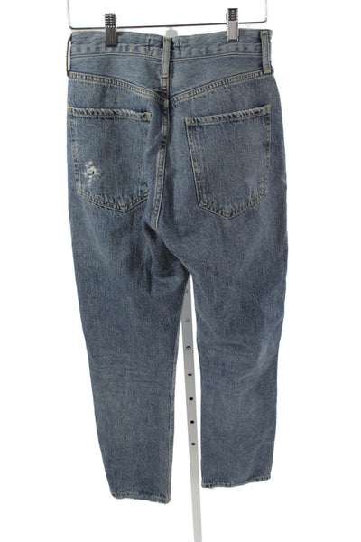 Agolde Womens Blue High Rise Straight Jeans Button Fly 100% Cotton Size 25