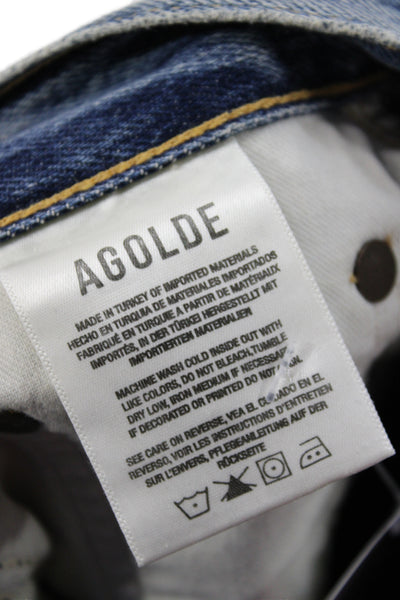Agolde Womens Blue High Rise Straight Jeans Button Fly 100% Cotton Size 25