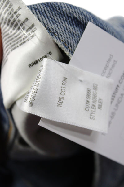 Agolde Womens Blue High Rise Straight Jeans Button Fly 100% Cotton Size 25