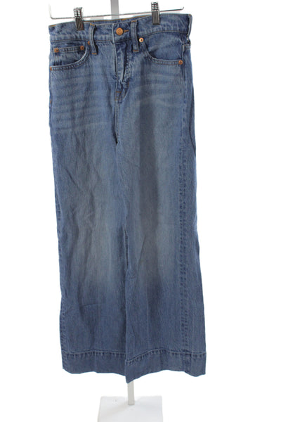 J Crew Womens Wide-Leg Jeans Blue Cotton Blend Size 26P