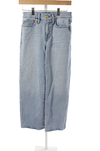 J Crew Women Wide-Leg Jeans Blue High Rise Cotton Size 24