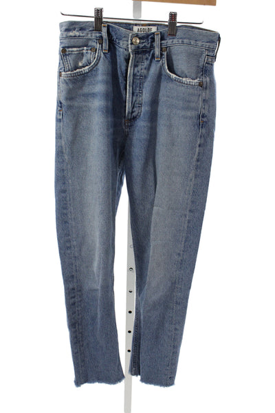 Agolde Womens Straight High Rise Jeans Blue Cotton Size 25