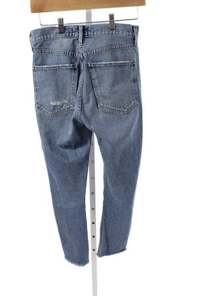 Agolde Womens Straight High Rise Jeans Blue Cotton Size 25
