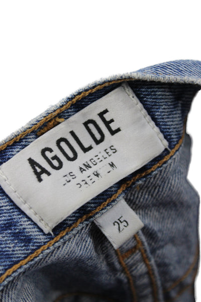 Agolde Womens Straight High Rise Jeans Blue Cotton Size 25