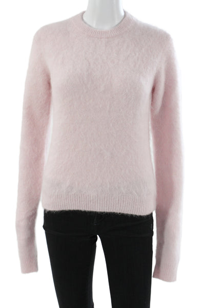 Skims Women Pink Alpaca Crew Neck Pullover Sweater Long Sleeve Size XS