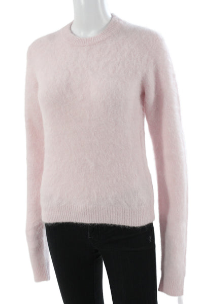 Skims Women Pink Alpaca Crew Neck Pullover Sweater Long Sleeve Size XS