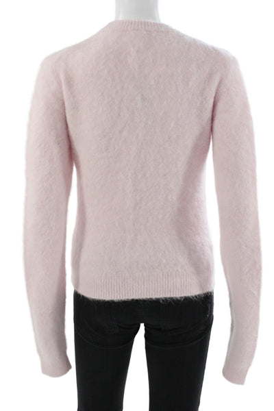 Skims Women Pink Alpaca Crew Neck Pullover Sweater Long Sleeve Size XS