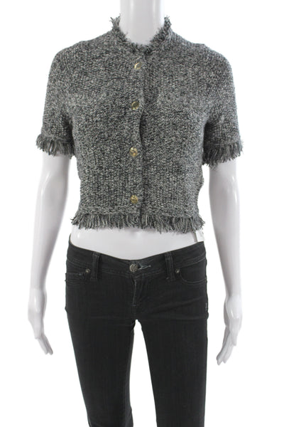 J Crew Womens Basic Jacket Gray 67% Cotton High Neck Short Sleeve Size XS