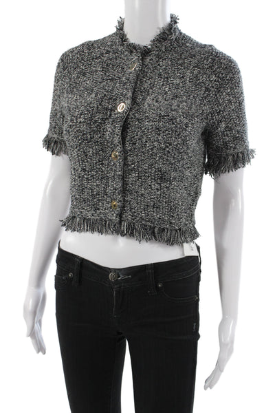 J Crew Womens Basic Jacket Gray 67% Cotton High Neck Short Sleeve Size XS