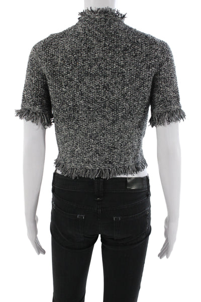 J Crew Womens Basic Jacket Gray 67% Cotton High Neck Short Sleeve Size XS