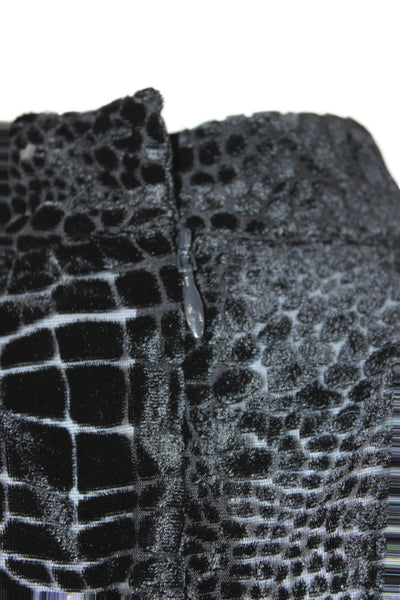Frame Womens Cropped Animal Print Mock Neck Long Sleeve Blouse Black Size XS