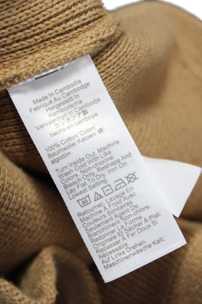 J Crew Women Cardigan Beige Cotton Round Neck Solid Long Sleeve Size XS