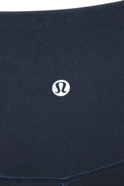 Lululemon Women Capri Leggings Blue Nylon Solid Pull On Athleisure Size 4