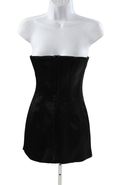Guizio Womens Corset Dress Black Strapless Mini Hook Eye Sleeveless Size XS