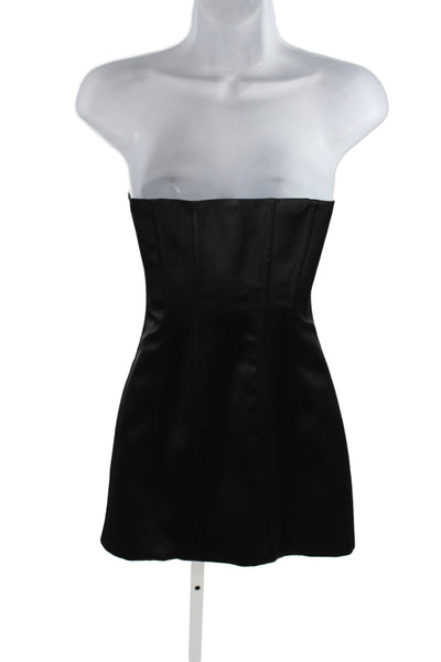 Guizio Womens Corset Dress Black Strapless Mini Hook Eye Sleeveless Size XS