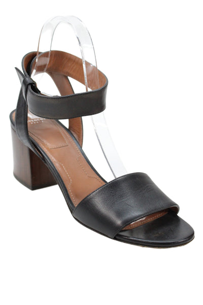 Givenchy Womens Leather Ankle Strap Sandal Heels Black Size 38 8