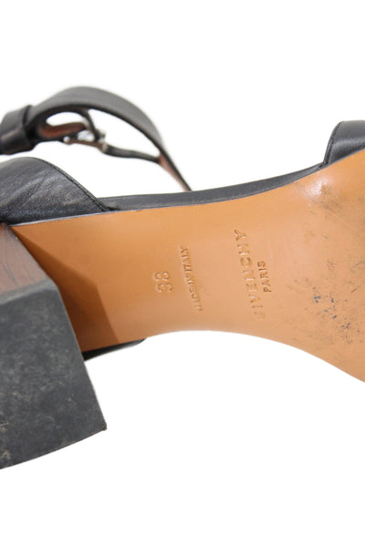 Givenchy Womens Leather Ankle Strap Sandal Heels Black Size 38 8