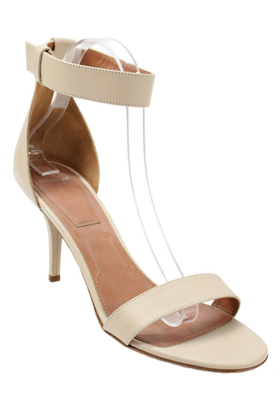 Givenchy Womens Leather Ankle Strap Sandal Heels Beige Size 38 8