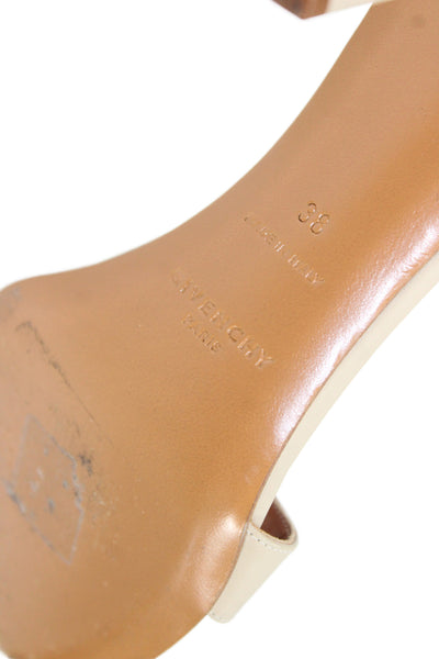 Givenchy Womens Leather Ankle Strap Sandal Heels Beige Size 38 8