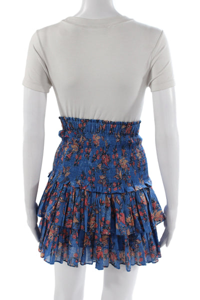 Isabel Marant Women Mini Floral Cotton Skirt Blue Bohemian Size 36