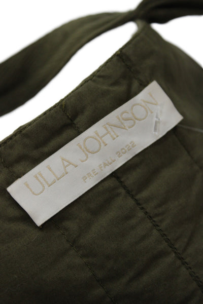 Ulla Johnson Women Cropped Halter Tank Green Cotton Sleeveless Bohemian Size 2