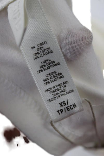 Skims Womens White Cotton Mock Neck Long Sleeve Basic T-Shirt Size XS