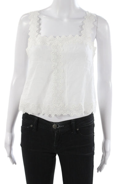 J Crew Women White Linen Camisole Square Neck Sleeveless Boho Size XS
