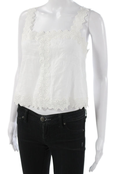 J Crew Women White Linen Camisole Square Neck Sleeveless Boho Size XS