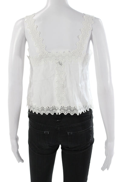 J Crew Women White Linen Camisole Square Neck Sleeveless Boho Size XS