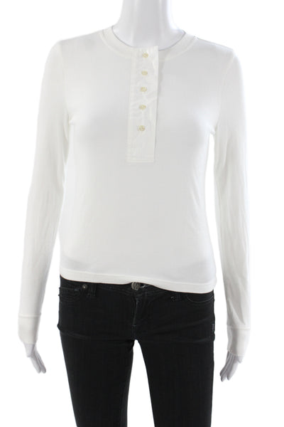 Banana Republic Womens Henley Long Sleeve White T-Shirt Size XS