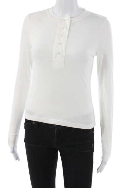 Banana Republic Womens Henley Long Sleeve White T-Shirt Size XS