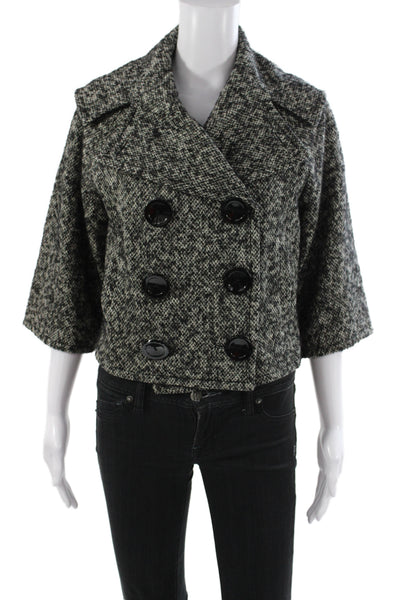 Giambattista Valli Women Black Pea Coat 46% Virgin Wool Button Size XS