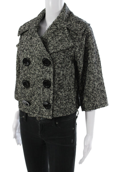 Giambattista Valli Women Black Pea Coat 46% Virgin Wool Button Size XS