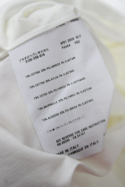Prada Women White Collared Short Sleeve Cotton Blouse Size 44