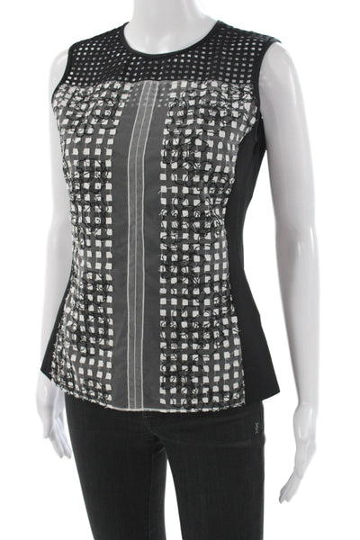 Reed Krakoff Women Sleeveless Nylon Check Tank Zip Round Neck Size 6