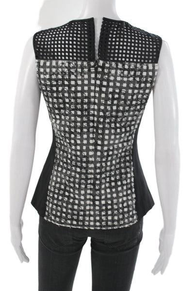 Reed Krakoff Women Sleeveless Nylon Check Tank Zip Round Neck Size 6